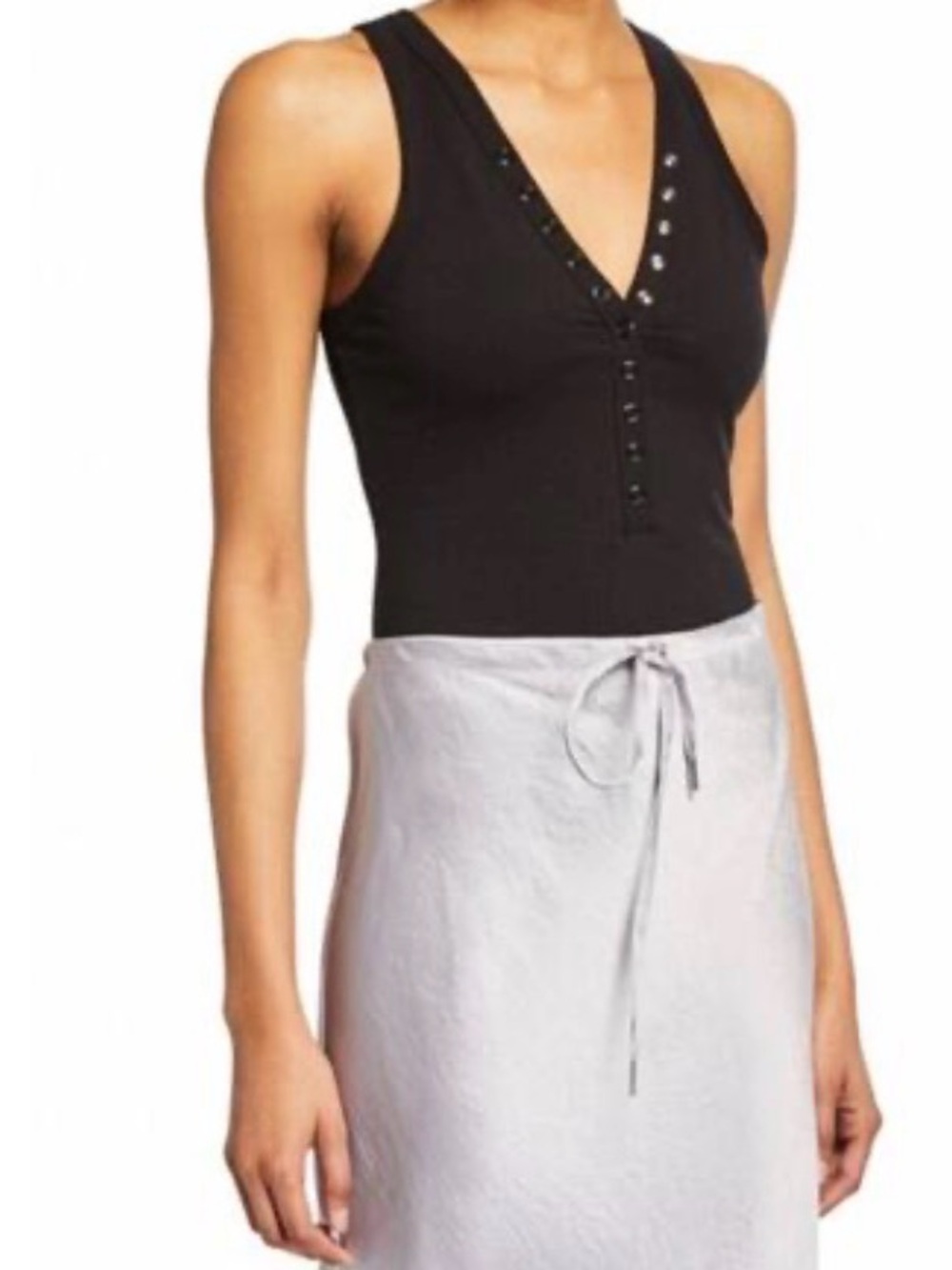 alexanderwang.t Compact Jersey Snaps Bodysuit Small Women Black cotton luxury